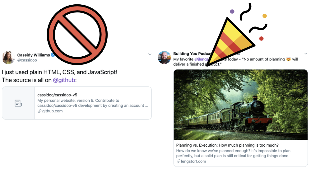 On the left, a generic, unhelpful link. On the right, a properly tagged site!
